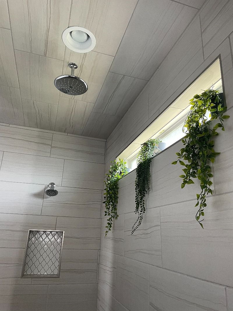 Master Shower With Two Shower Heads and a Third Rain Shower Head!