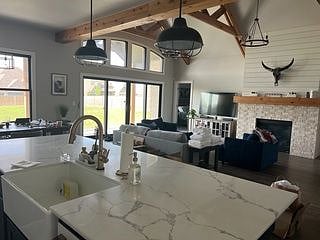 View of the Beautiful Single Piece Large Quartz Island