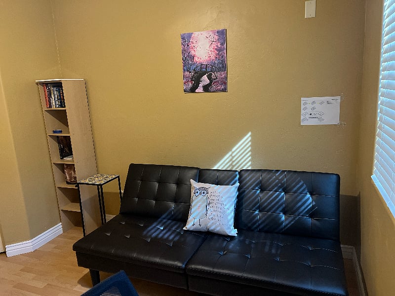Futon in office space. Located in Bedroom 3.