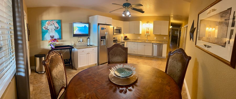 Casita kitchen opens to pool area, shared by casita bedrooms1,2&3. 