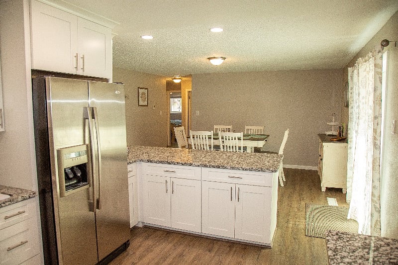 Bar top and side by side refrigerator/freezer with indoor ice and water