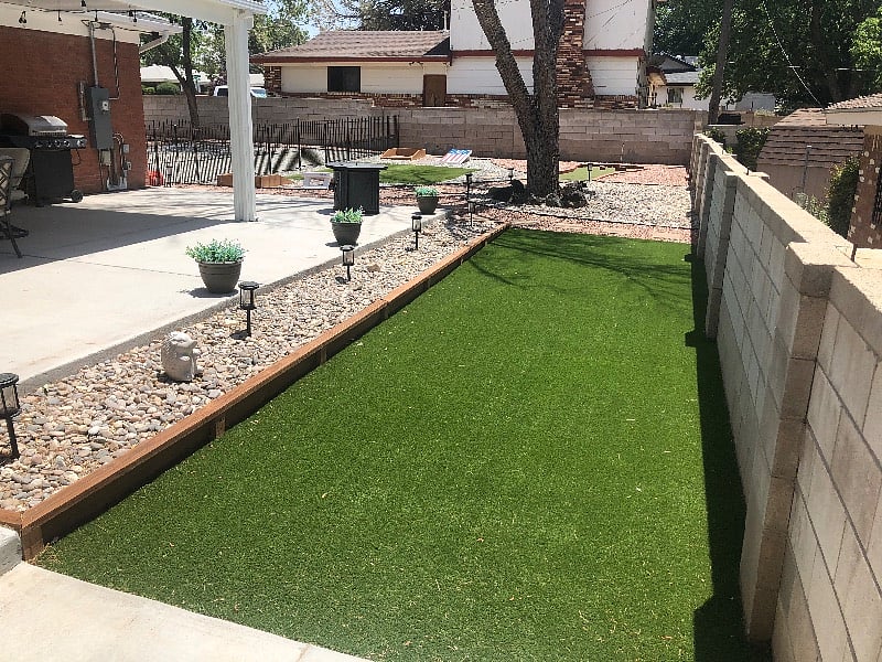 Back yard with artificial grass