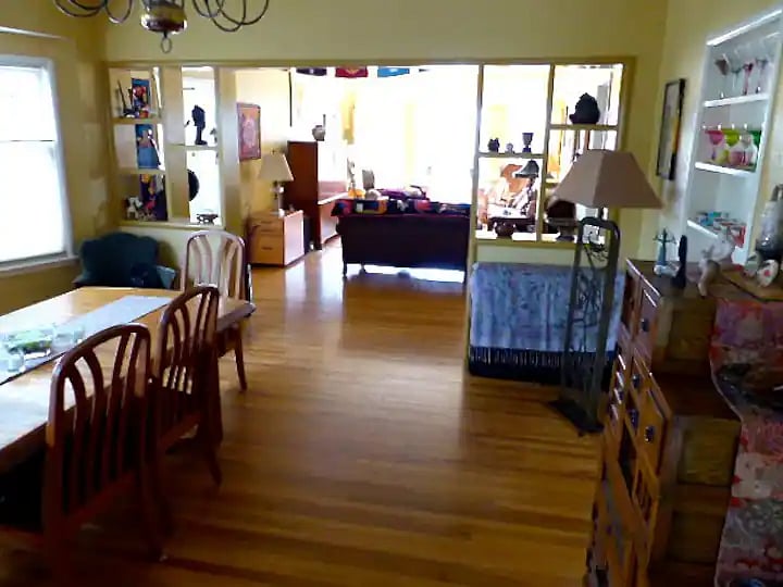 Dining room toward living room from kitchen door.
