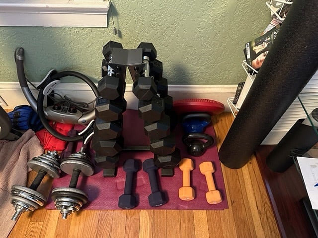 Stay in shape with our complete set of dumbbells, bands, yoga mats, and other exercise equipment.
