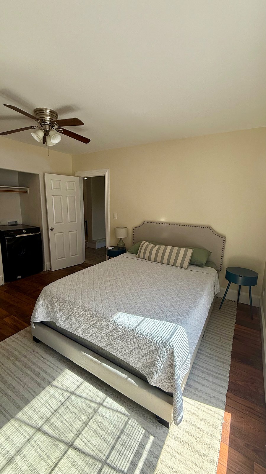 The combination washer/dryer is shown here in the bedroom.