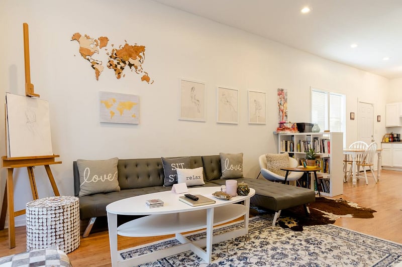 Enjoy a bright space with tall ceilings