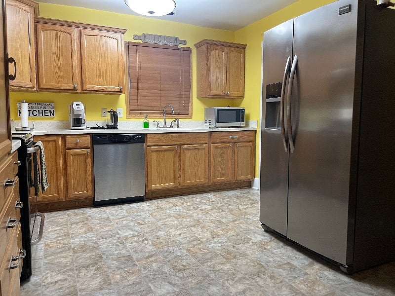Everything you will need for cooking in this spacious kitchen. 