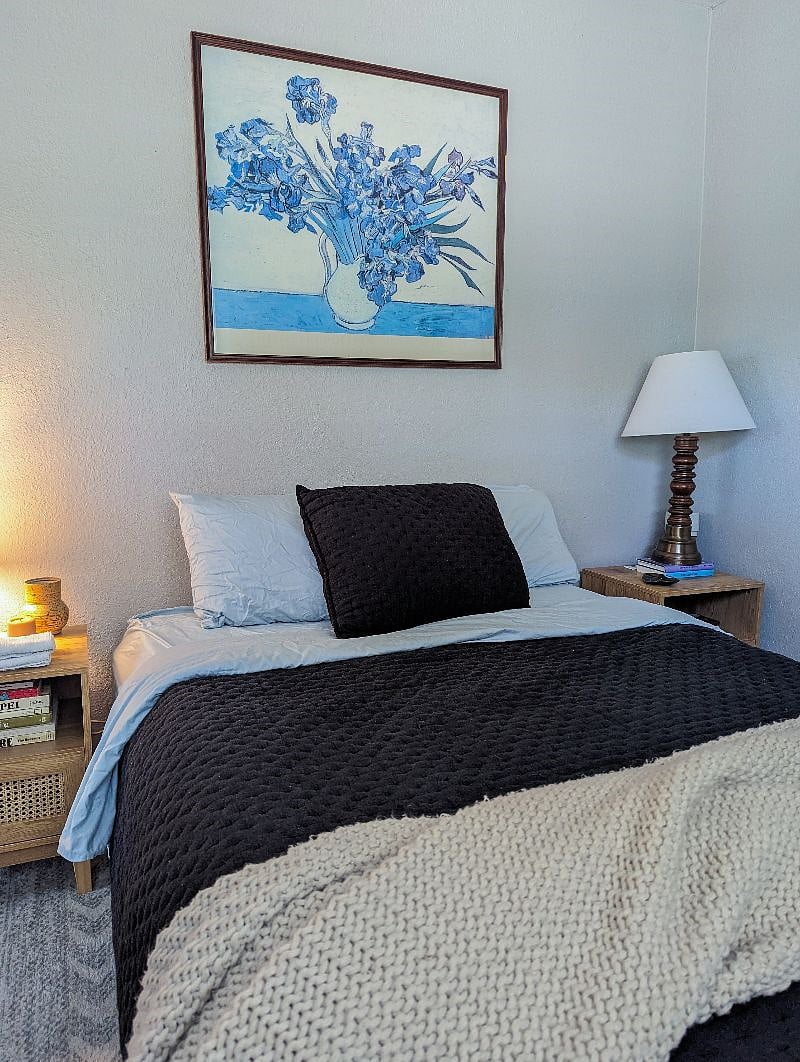 2nd guest bedroom is equipped with queen bed and television. nightstands have their own plug in's to charge anything you need.