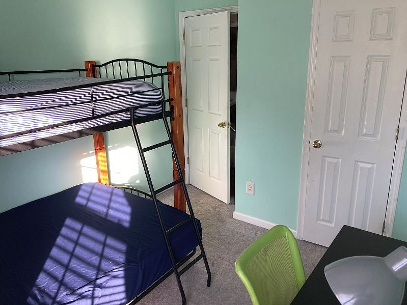 Green Bedroom-full and single beds with desk.