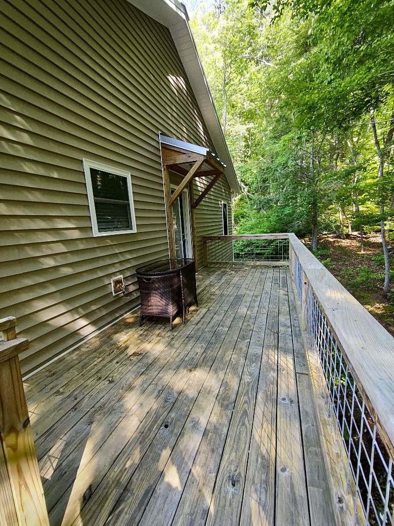 Deck nestled in the trees