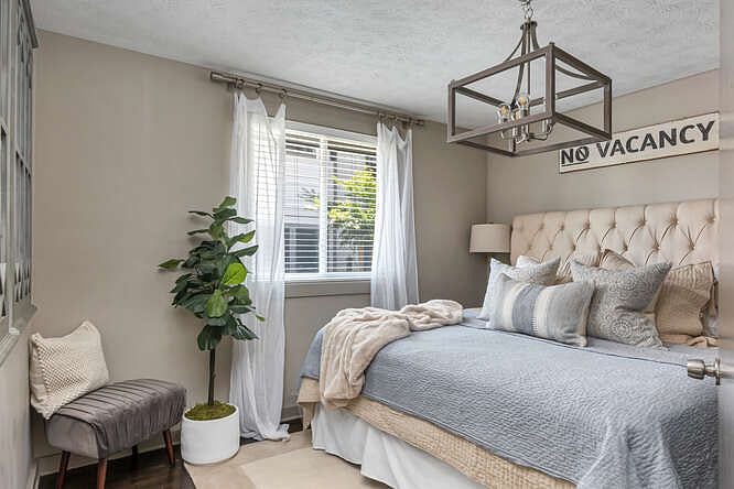 The first bedroom has a king size bed.