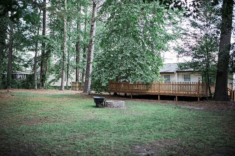 Large Backyard: with wood burning fire pit