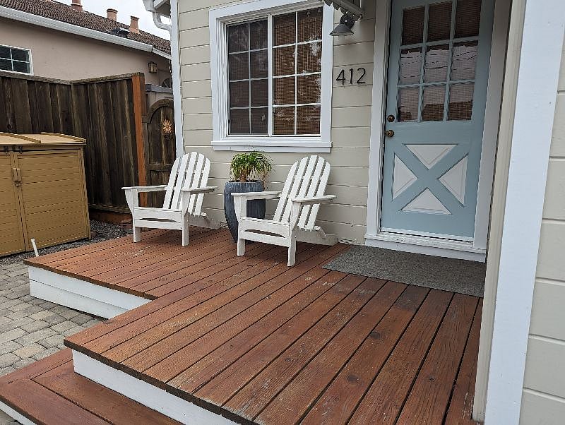 front entry, deck