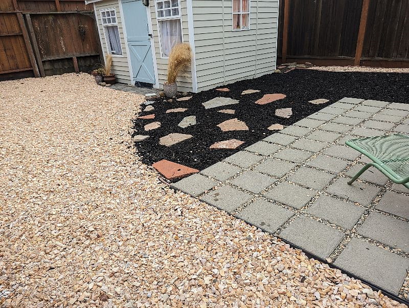 backyard updated landscape, patio