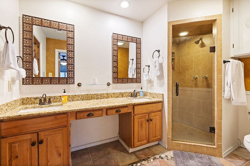 Bathroom attached to room with king bed (shower has excellent water pressure)