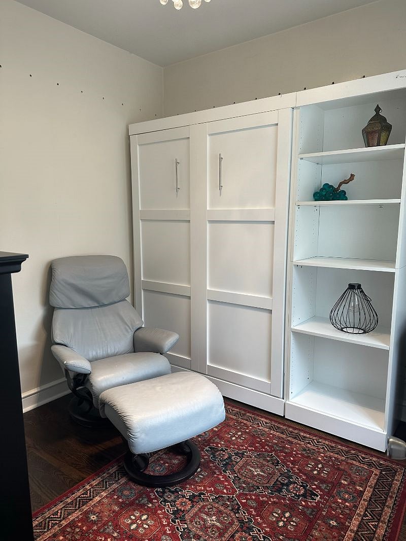 Office by day, Open the murphy bed to accommodate guests.