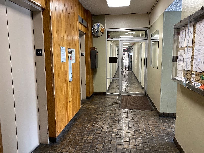 Secured lobby and walkway to mini mart