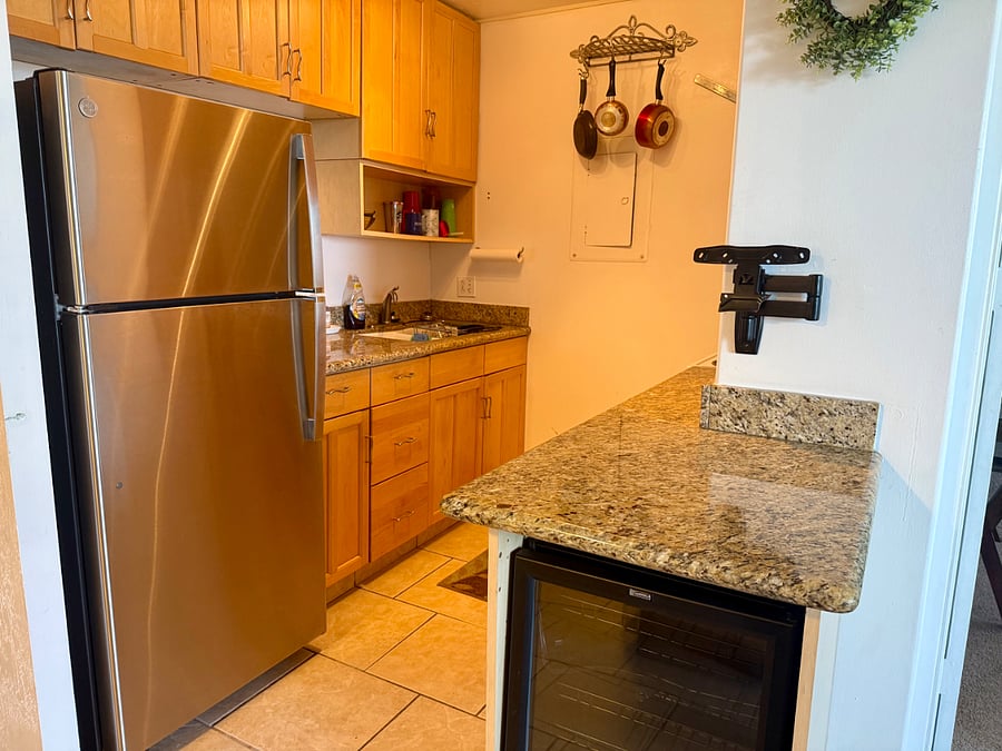 Full kitchen with everything you'll need to cook and bake.