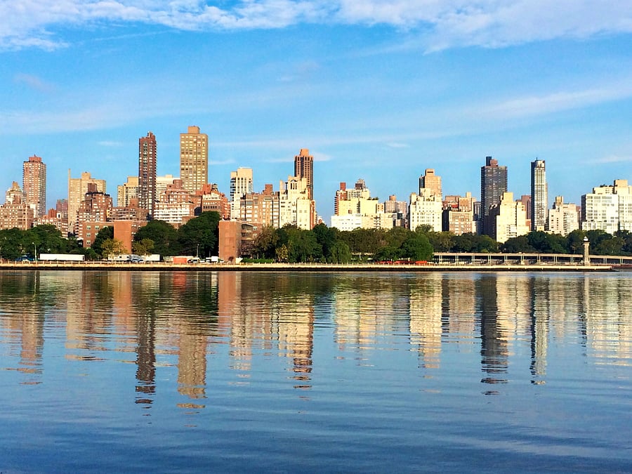 Views of Manhattan Skyline from Astoria along the East River