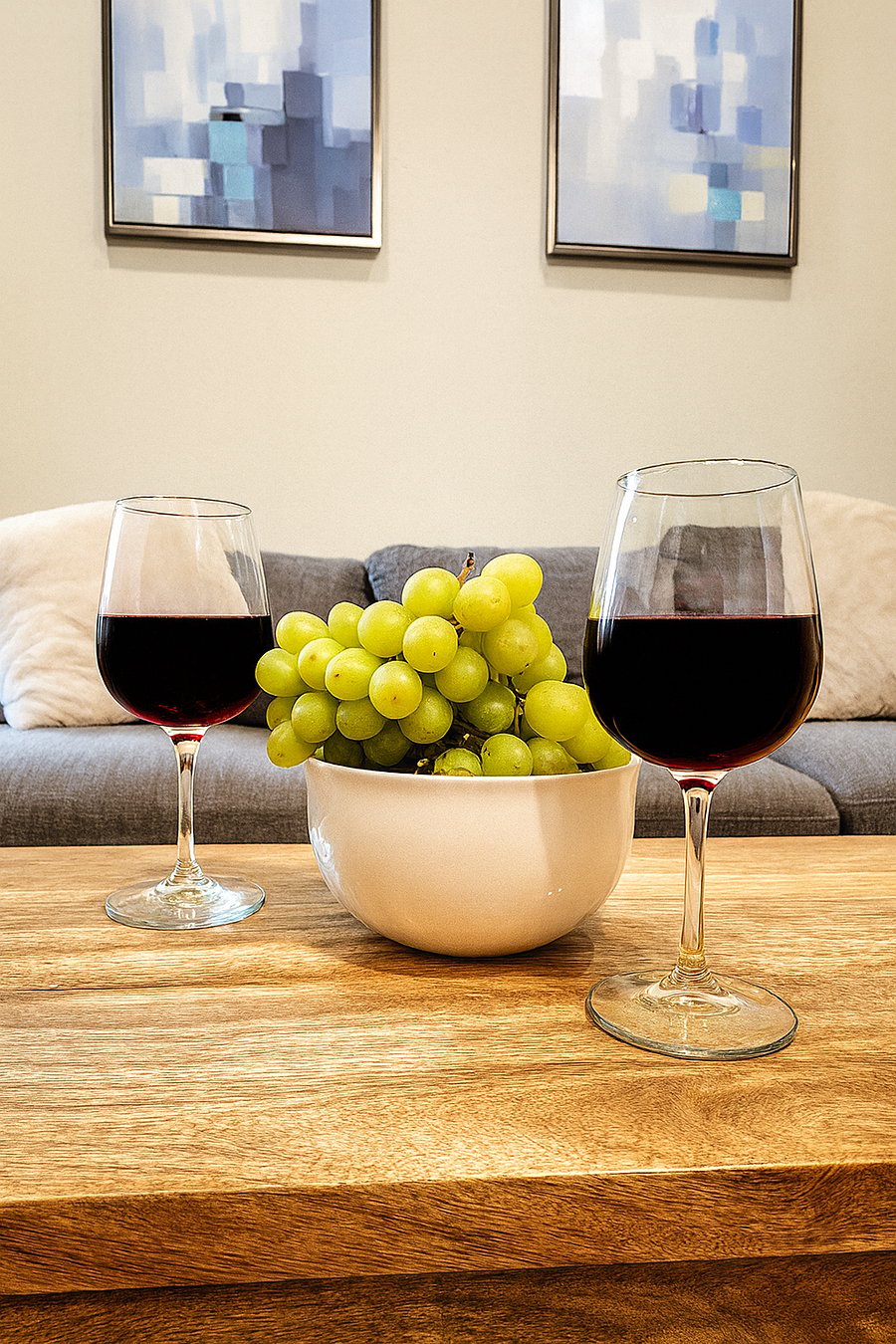 With lots of natural light, a ceiling fan, and a 65-inch Samsung Smart TV, its the ideal spot to gather with your favorite beverages and snacks for some quality entertainment.