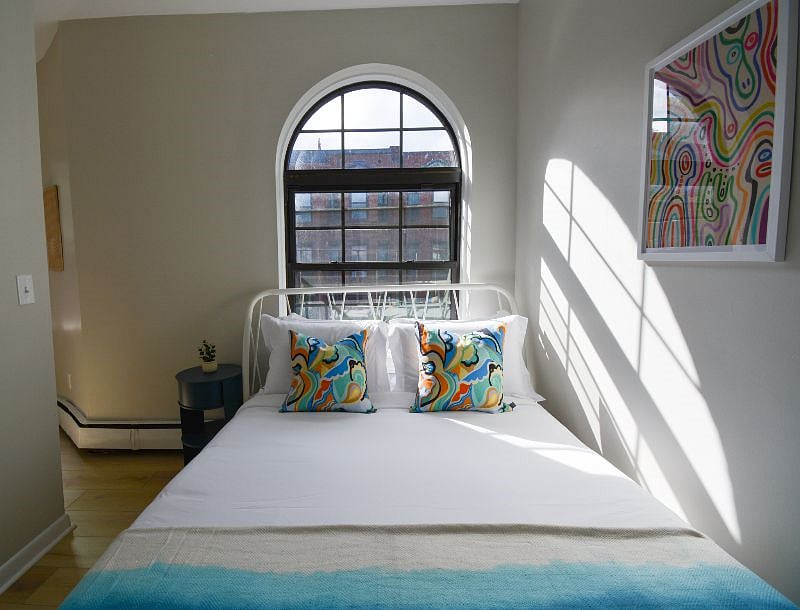 Sleeping Alcove just off the living area fits a queen bed and closet.