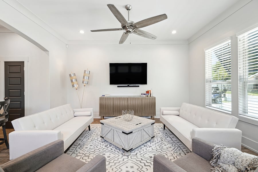 Futons firm for sleeping. Gray swivel, rocker chairs amazingly comfy.