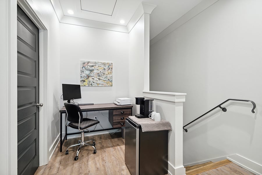 Bonus office, coffee, refrigerator area. Hold refreshments for upstairs den/bunk-trundle, 3rd ensuite