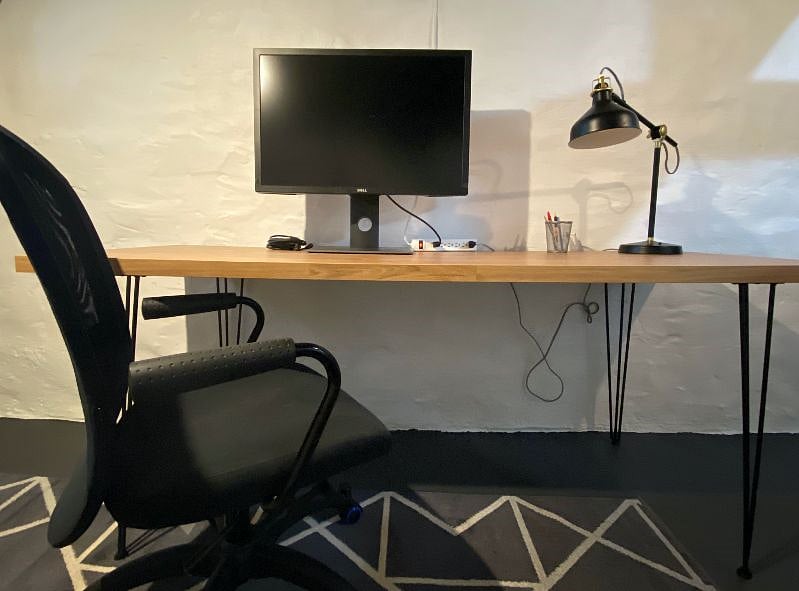 private workspace located in the basement