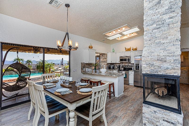 Dining room area sits 6 persons comfortably.