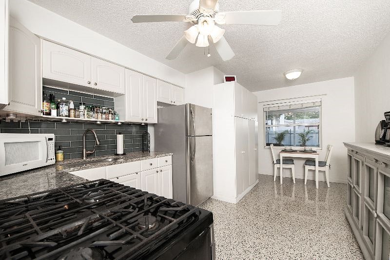 view of kitchen to backyard