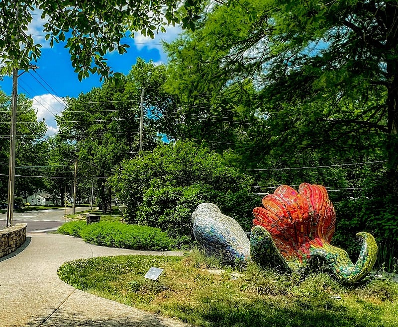 Bird sculpture on N. Gore. You can see the house listed in the background