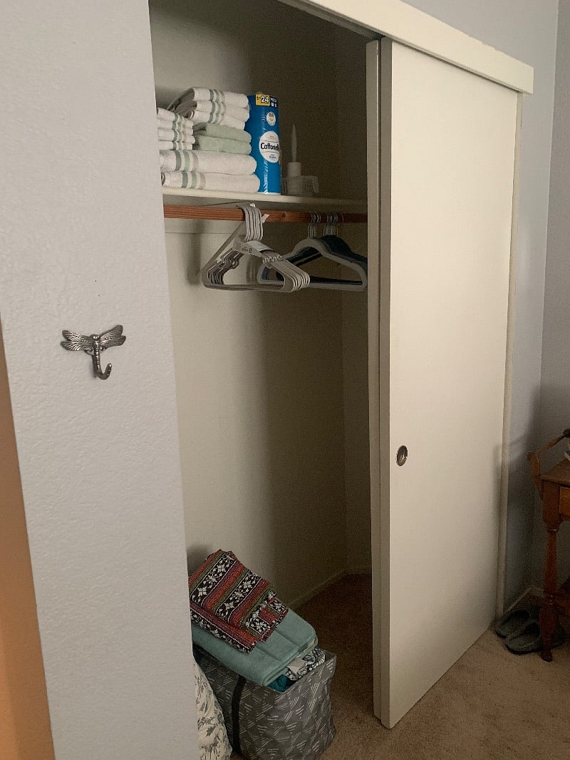 Spacious closet, linens, hangers