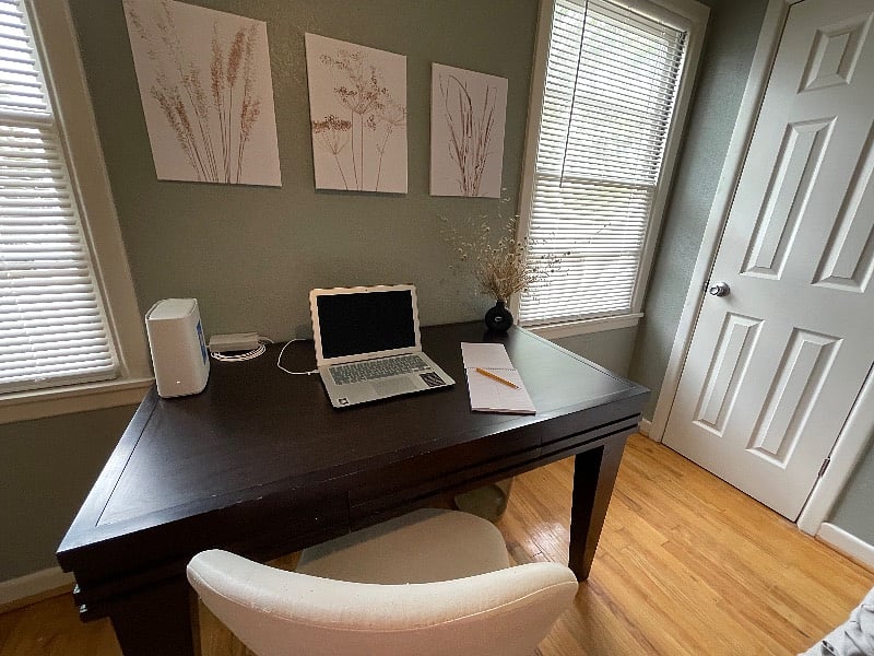 Office/guest bedroom includes writing desk, queen sleeper sofa and high speed internet.
