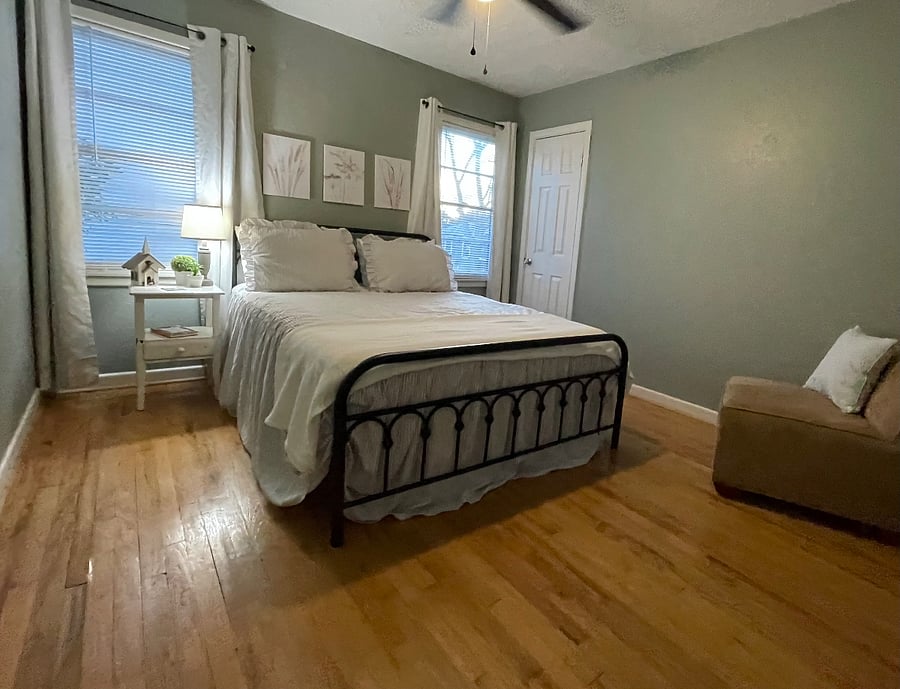 2nd bedroom with a comfy queen bed or could be an office with a desk and queen sleeper sofa.