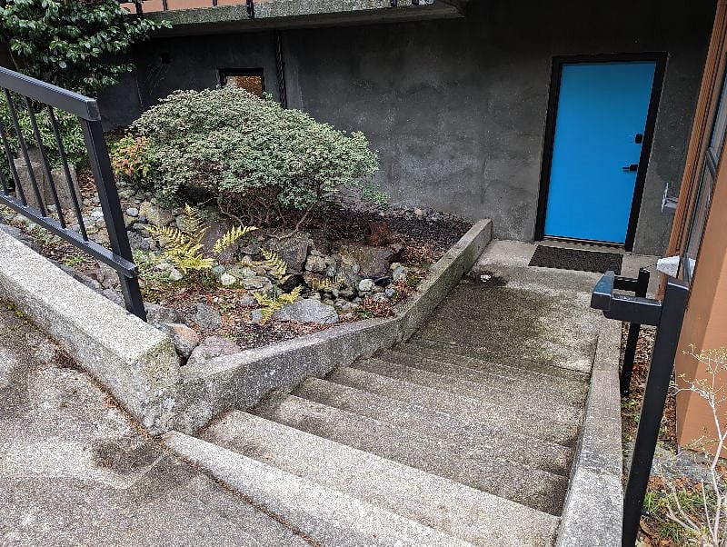 Private entrance with digital lock.
