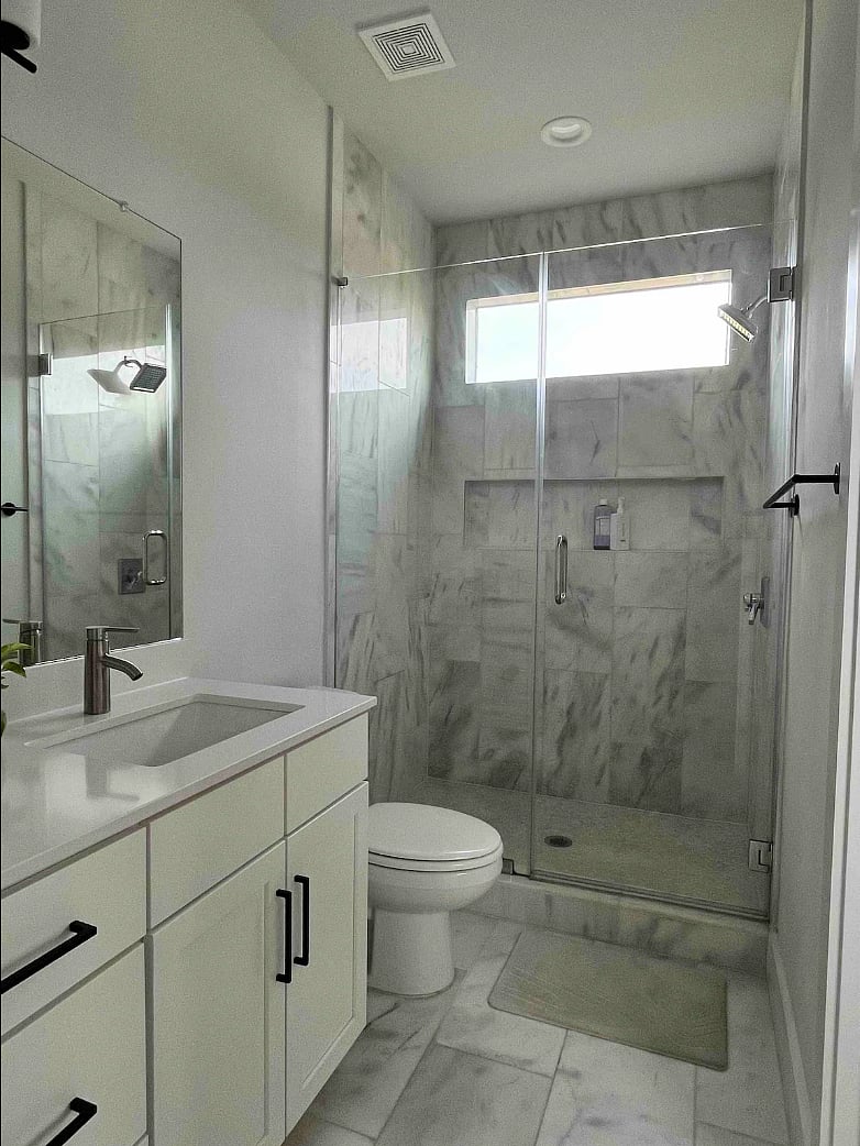 Large master shower.