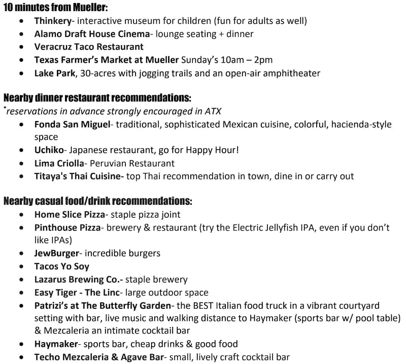We have many local recommendations, here are a few!