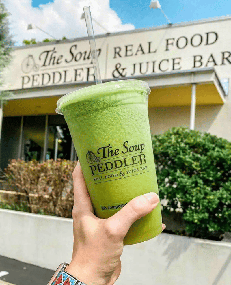 Soup Peddler is an Austin staple. Homemade rotating soups, sandwiches, smoothies, juices and more.