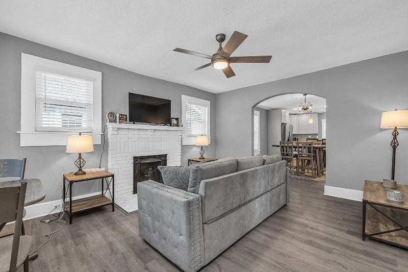 Living room with NEW smart TV - stream your favorite shows and movies!