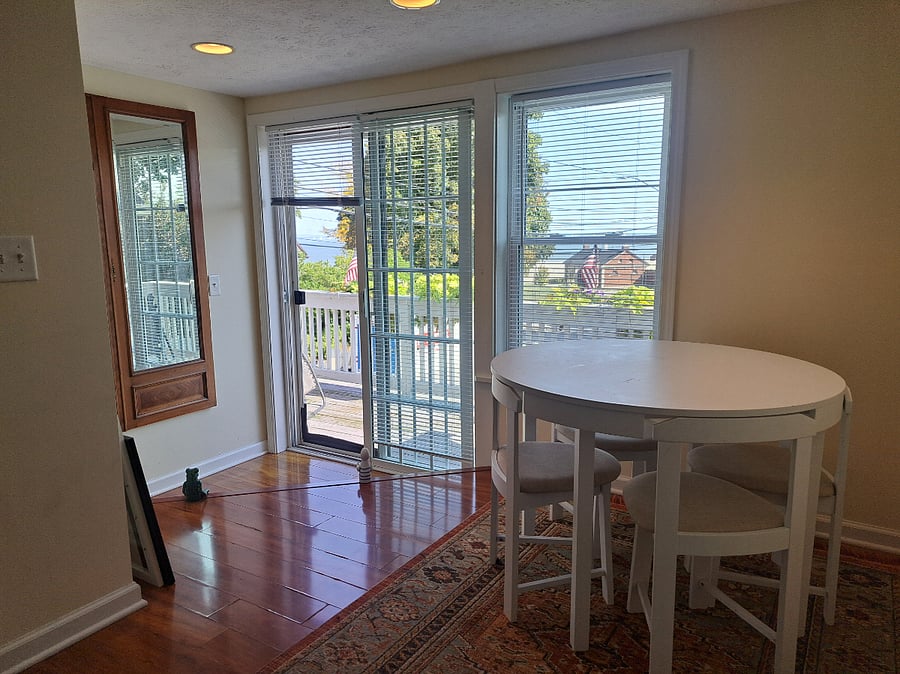 Dining room looking out to the deck.