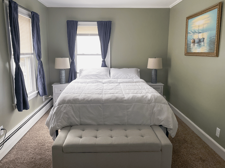 Bedroom with black out curtains