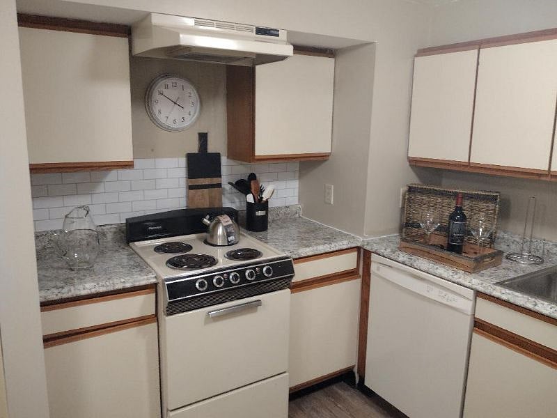Lower Level Guest Kitchen Range and Cabinets 