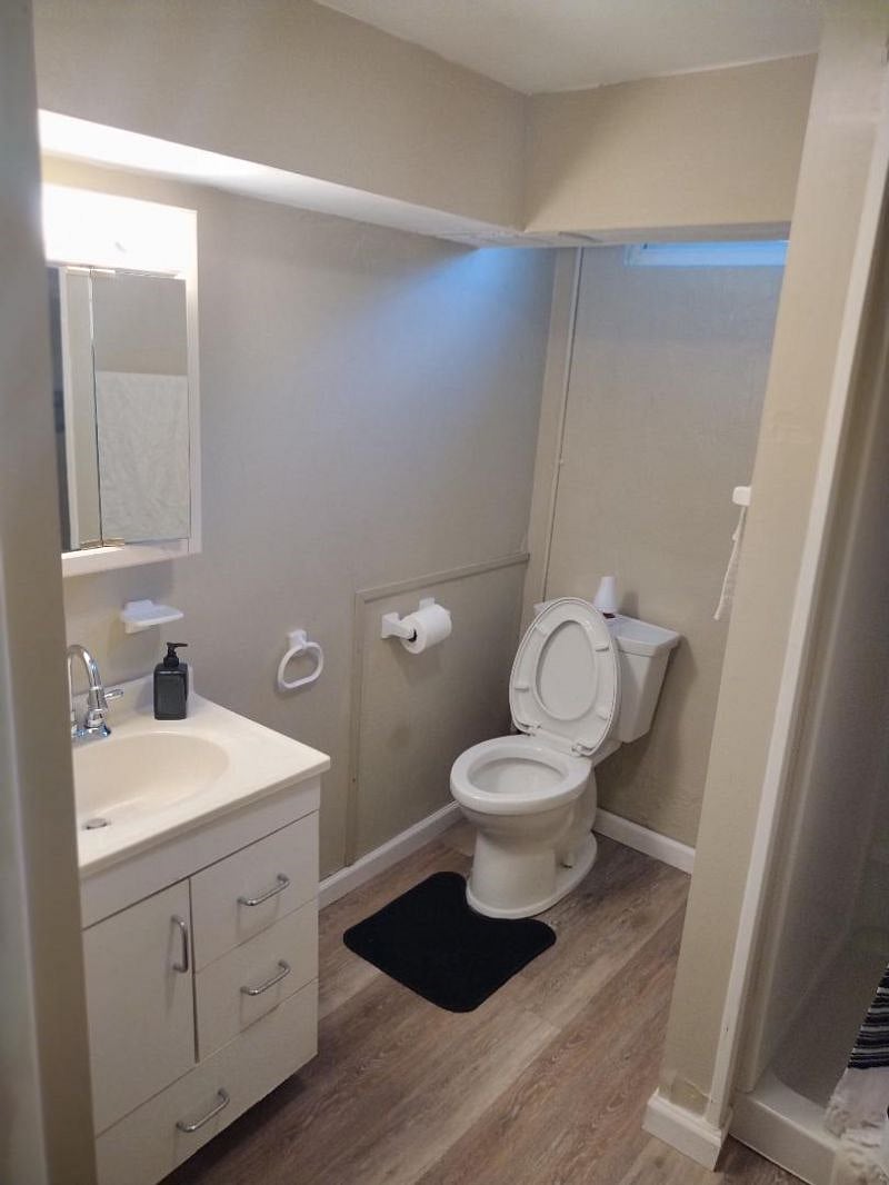 Lower Level Guest Bath Toilet and Sink Near Cedar ClosetL