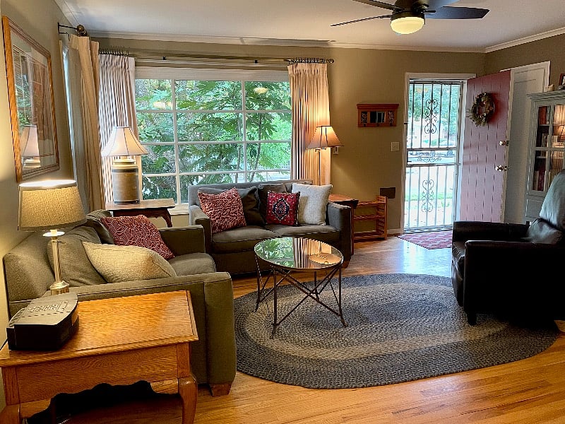 living room view to front patio