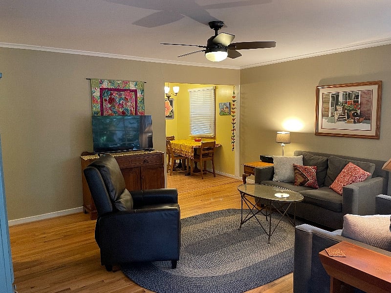 living room view to dining area