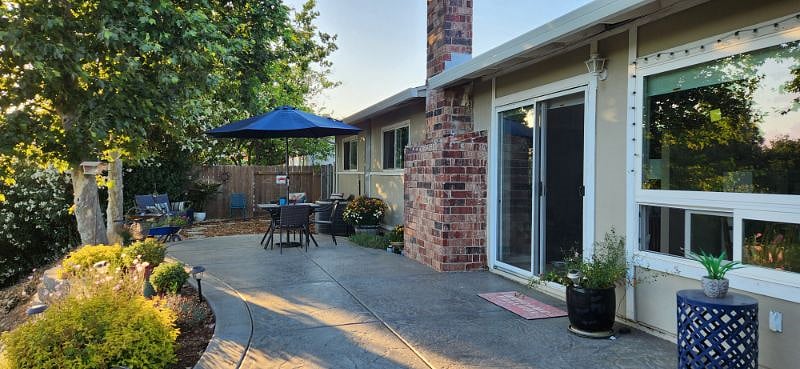 stamped concrete patio with spectacular views