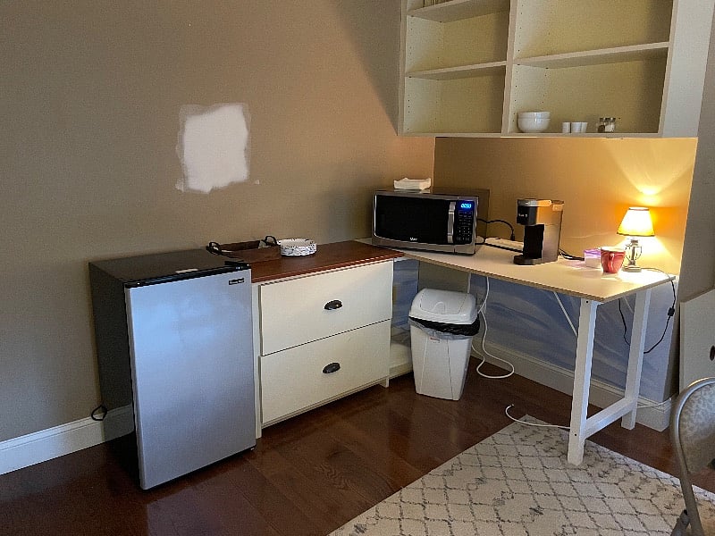 offering 2nd room with fridge micro wave coffee maker and a table for private dining