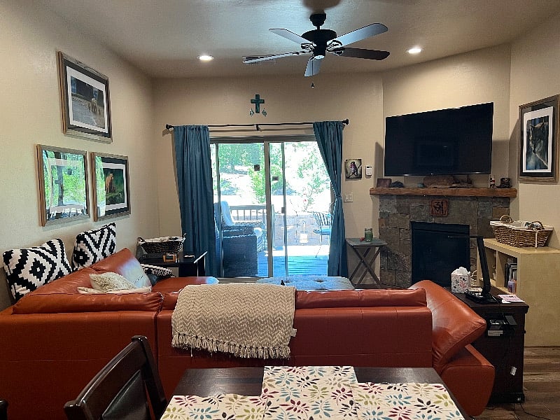 Living area with sliding doors to back patio