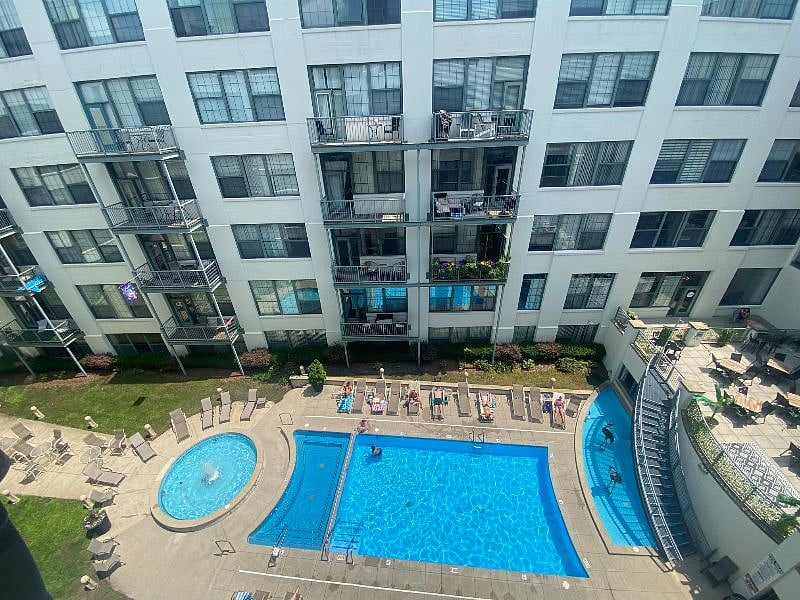 Heated pool and jacuzzi in courtyard