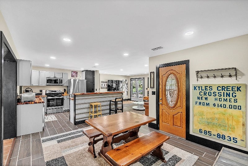 Shared space, dining nook, kitchen and living room